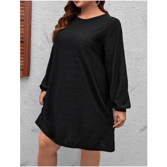 Boho Black Eyelet Tie Back Dress - Picture 3 of 5